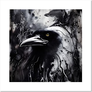 Black Ink Flow Crow Posters and Art